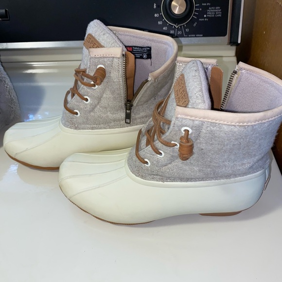 Sperry Saltwater Wool Embossed Duck Boot in Oat - Picture 7 of 8